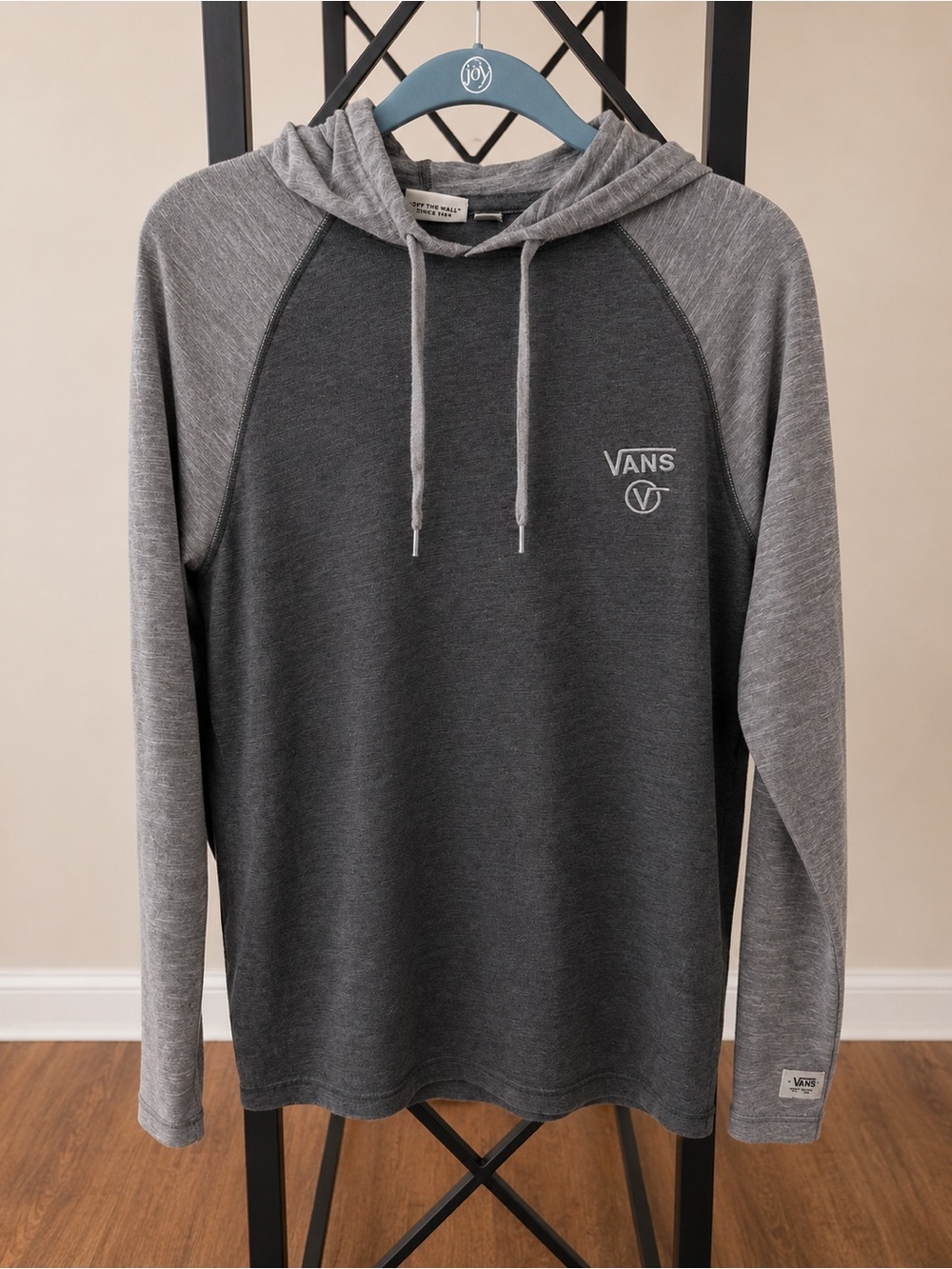Vans Two-Tone Gray Raglan Hooded Long Sleeve Shirt